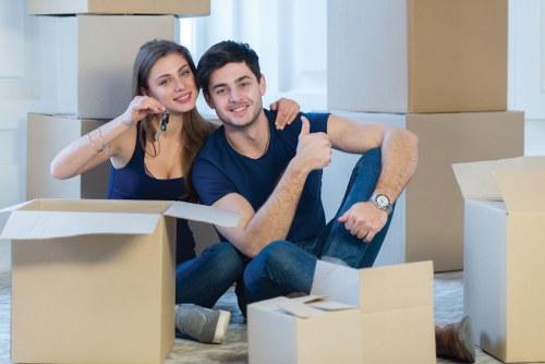 Man and van Fulham moving service in a busy London neighborhood
