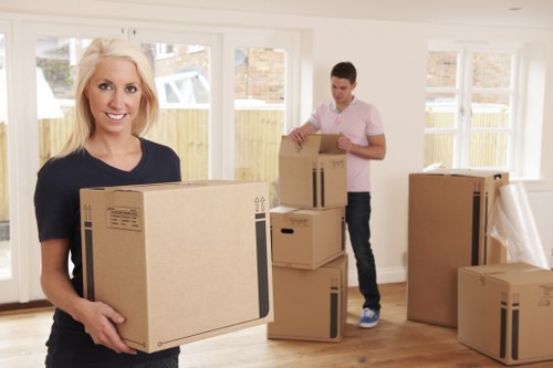 Packed boxes and furniture ready for removals in Fulham