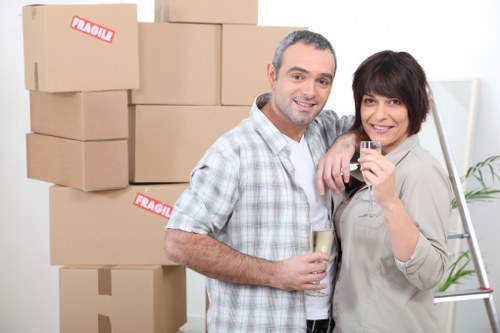 Packed boxes and furniture ready for transport during a Fulham home relocation